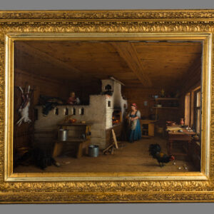 «Крестьянская изба» — В.А. Слендзинский, холст, масло, 1866 год