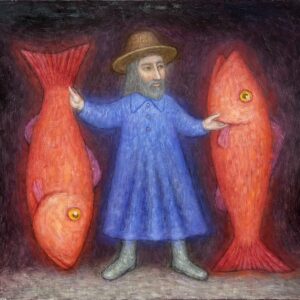 Мужик с рыбами — Григорий Иванов, холст, масло, 2020 г.
